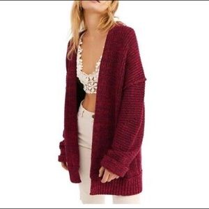 FREE PEOPLE NEW  High Hopes Cardigan Sweater in Plum Blossom